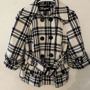 Joujou Black and White Plaid Coat
